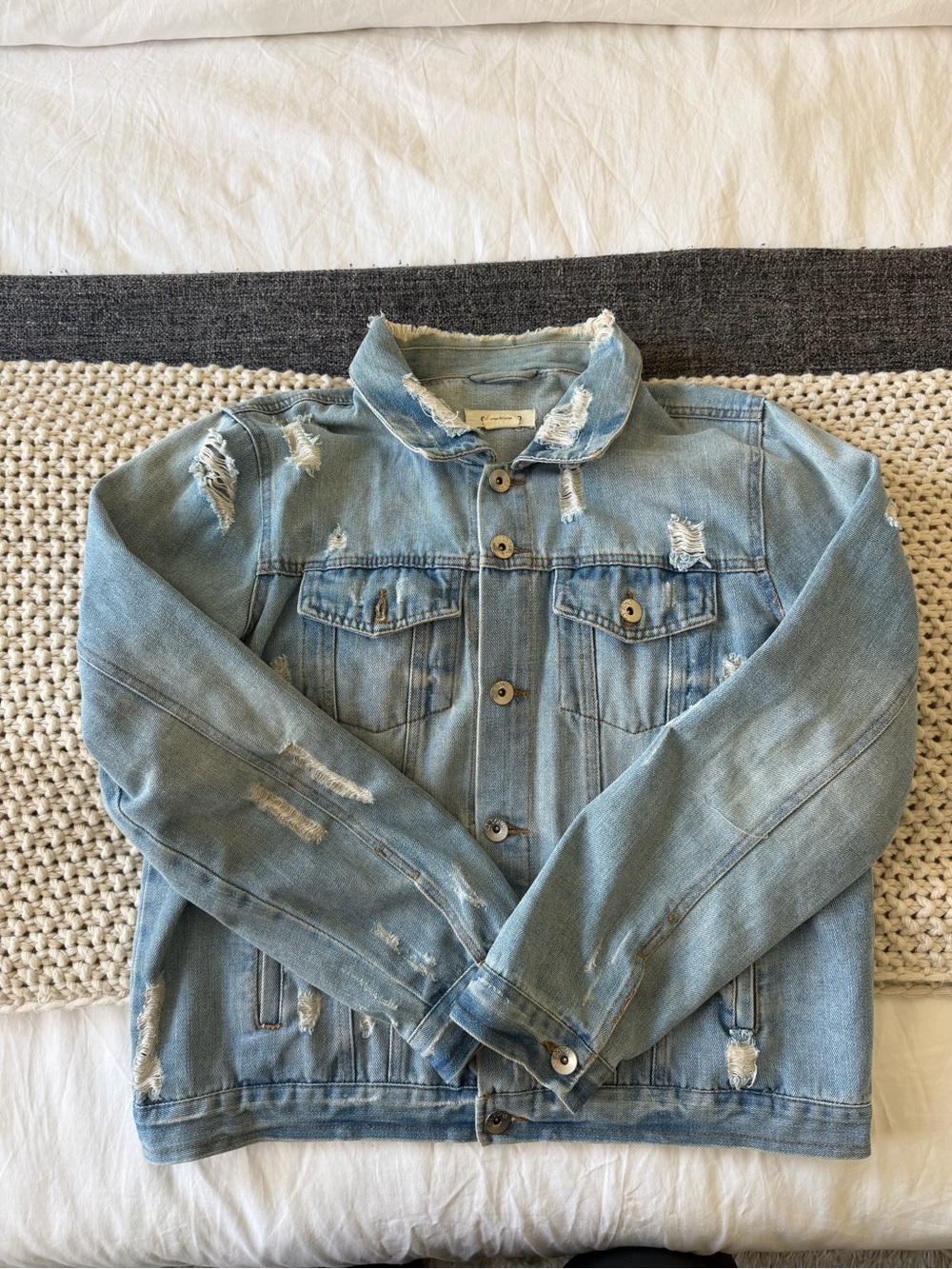 Ci Sono Light Blue Distressed Denim Jacket
